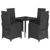vidaXL Ensemble &agrave; manger de jardin coussins 5pcs Noir R&eacute;sine tress&eacute;e