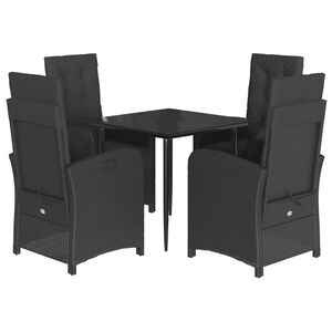 vidaXL Ensemble &agrave; manger de jardin coussins 5pcs Noir R&eacute;sine tress&eacute;e