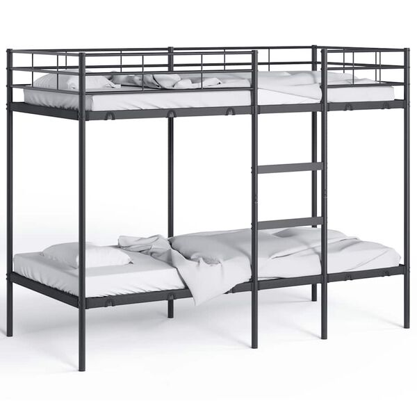 VidaXL Lit superpos&eacute; sans matelas noir 100x190 cm acier