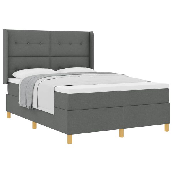 vidaXL Lit &agrave; ressorts avec matelas Gris fonc&eacute; 140 x 200 cm tissu