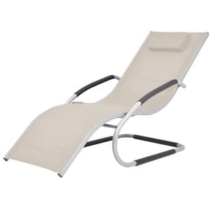 vidaXL Chaise longue avec oreiller Aluminium et textil&egrave;ne Cr&egrave;me