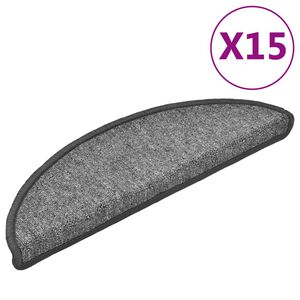 vidaXL Tapis d'escalier 15 pi&egrave;ces 56 x 17 x 3 cm Gris fonc&eacute; Demi-rond