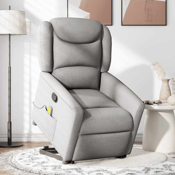 vidaXL Fauteuil de massage inclinable gris nuage tissu