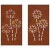 vidaXL D&eacute;corations murales de jardin 2pcs 105x55 cm design de fleur