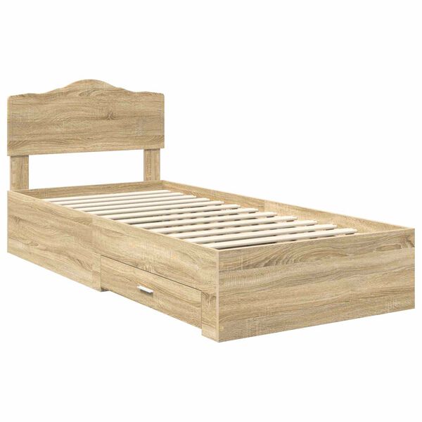 vidaXL Cadre de lit Ch&ecirc;ne Sonoma 90 x 190 cm Bois d'ing&eacute;nierie