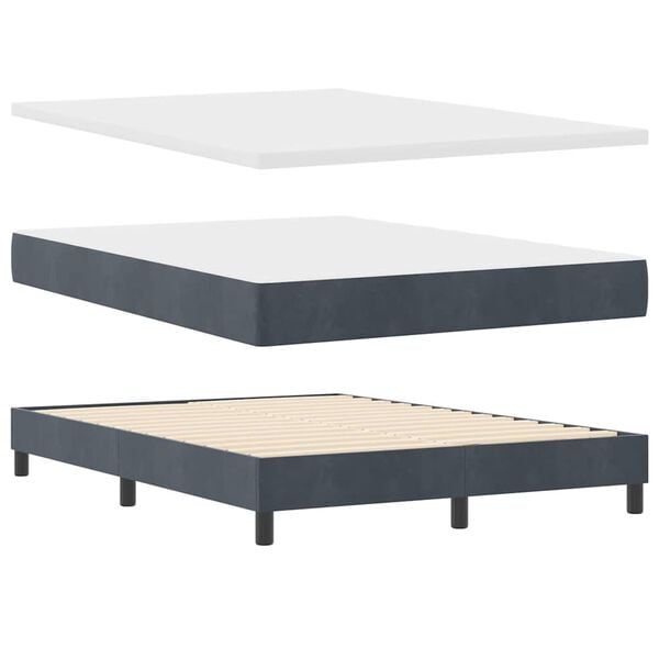 vidaXL Lit &agrave; ressorts avec matelas Gris fonc&eacute; 200 x 140 cm Polyester