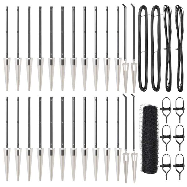 vidaXL Poteau de cl&ocirc;ture. Gris 50 x 0,8 m (maille de 50 mm)