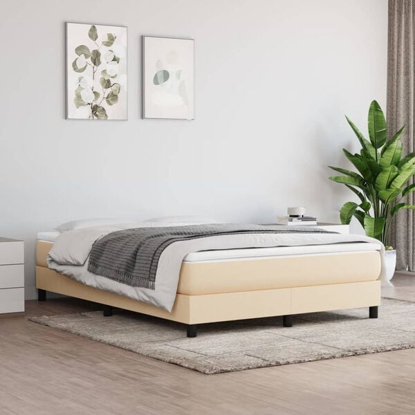 vidaXL Matelas de lit &agrave; ressorts ensach&eacute;s fermet&eacute; moyenne Cr&egrave;me 140x190x20 cm Tissu