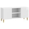 vidaXL Meuble TV Blanc brillant 102 x 34,5 x 50 cm Bois d'ing&eacute;nierie