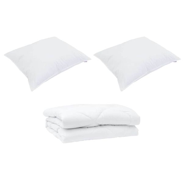 vidaXL Couette avec oreiller 3 pcs Blanc Microfibre