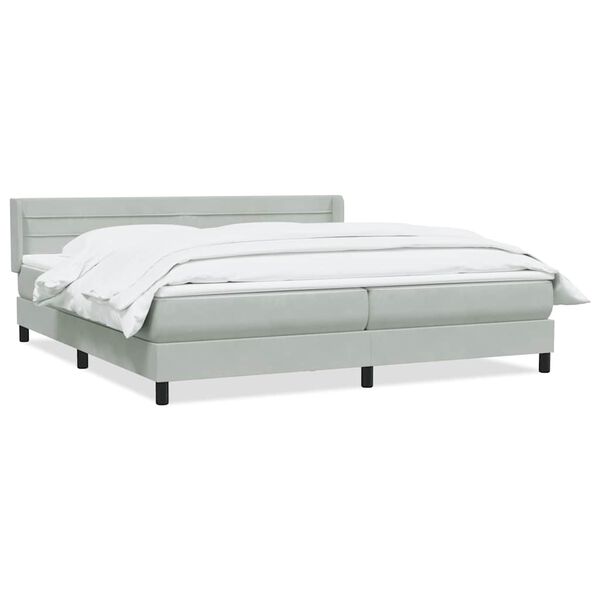 vidaXL Sommier &agrave; lattes de lit et matelas gris clair 180x210cm velours
