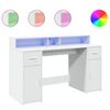 vidaXL Bureau avec lumi&egrave;res LED blanc 140x55x91 cm bois d'ing&eacute;nierie