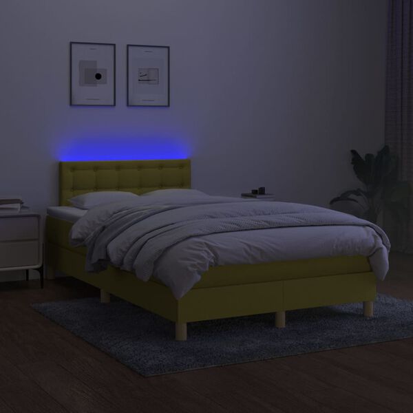 vidaXL Sommier &agrave; lattes de lit avec matelas LED Vert 120x200 cm Tissu