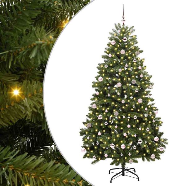 vidaXL Sapin de No&euml;l artificiel avec 300 LED Vert 240 cm PVC et m&eacute;tal