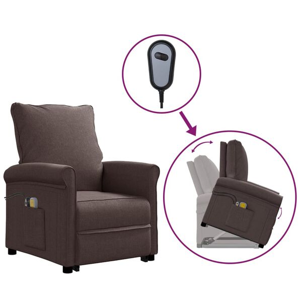 vidaXL Fauteuil de massage Marron foncé Tissu