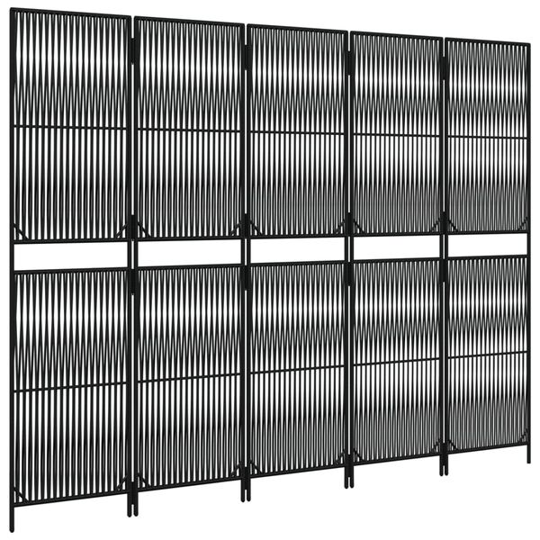 vidaXL Cloison de s&eacute;paration 5 panneaux noir r&eacute;sine tress&eacute;e