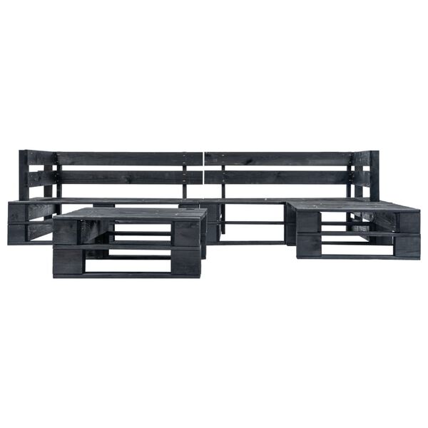 vidaXL Canapés de jardin palette 4 pcs Noir Bois