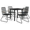 vidaXL Ensemble &agrave; manger de jardin 5 pcs Noir Rotin PVC
