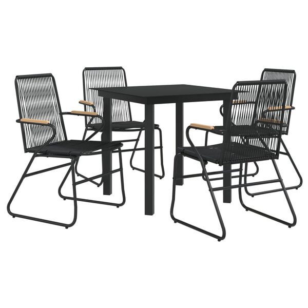 vidaXL Ensemble &agrave; manger de jardin 5 pcs Noir Rotin PVC
