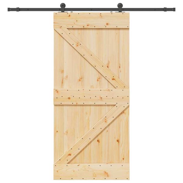 vidaXL Porte coulissante et kit de quincaillerie 100x210 cm pin massif