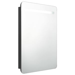 vidaXL Armoire de salle de bain à miroir LED noir brillant 60x11x80 cm