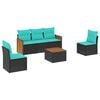 vidaXL Ensemble de canap&eacute; de jardin 6 pcs avec coussins noir r&eacute;sine tress&eacute;e