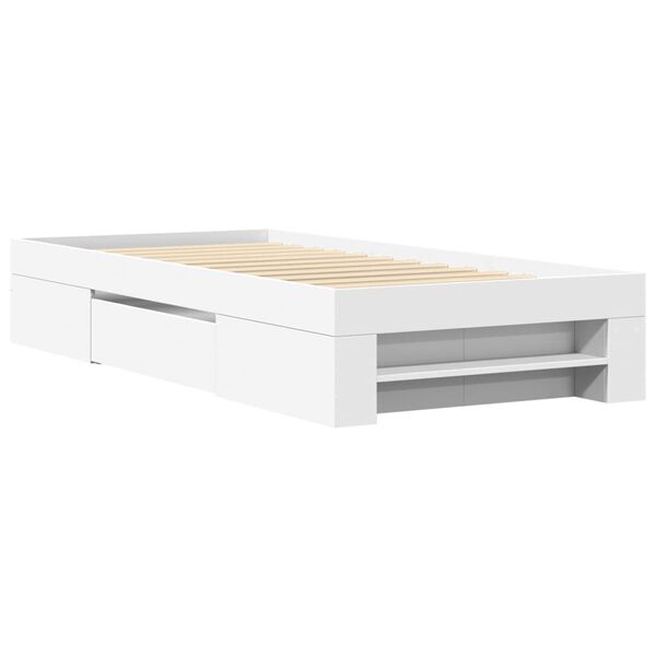 vidaXL Cadre de lit sans matelas blanc 75x190 cm bois d'ingénierie