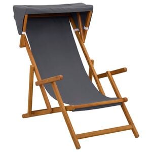 vidaXL Chaise Longue 3 Position Bois d'eucalyptus massif Gris