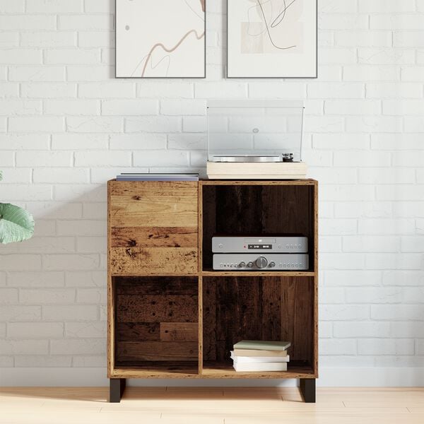 vidaXL Meuble &agrave; vinyles avec &eacute;tag&egrave;re ch&ecirc;ne artisanal 84,5 x 38 x 89 cm