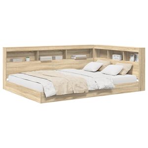 vidaXL Lit Biblioth&egrave;que Ch&ecirc;ne sonoma 160 x 200 cm Bois d'ing&eacute;nierie