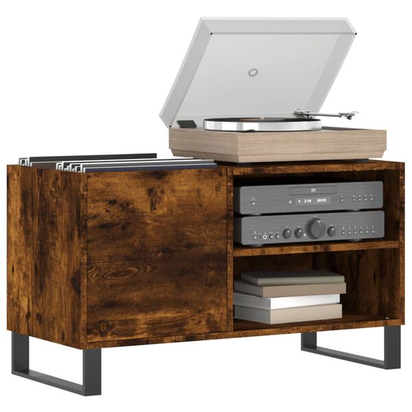 vidaXL Armoire à disques chêne fumé 85x38x48 cm bois d'ingénierie