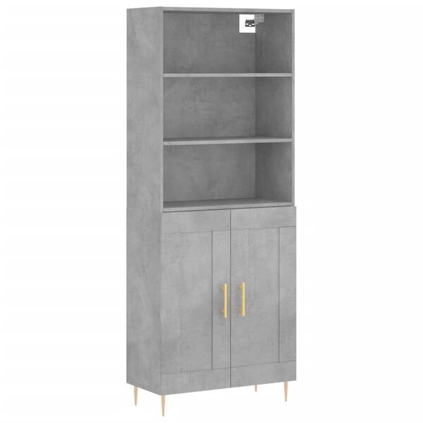 vidaXL Buffet haut Gris b&eacute;ton 69,5x34x180 cm Bois d'ing&eacute;nierie