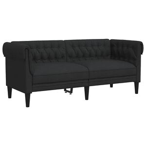 vidaXL Canap&eacute; Chesterfield 2 places noir tissu