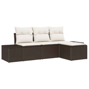 vidaXL Ensemble de canap&eacute; de jardin 4 pcs Marron et Cr&egrave;me polyrotin