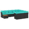 vidaXL Salon de jardin 11 pcs avec coussins noir r&eacute;sine tress&eacute;e