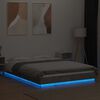vidaXL Cadre de lit et lumi&egrave;res LED sans matelas gris b&eacute;ton 140x190 cm