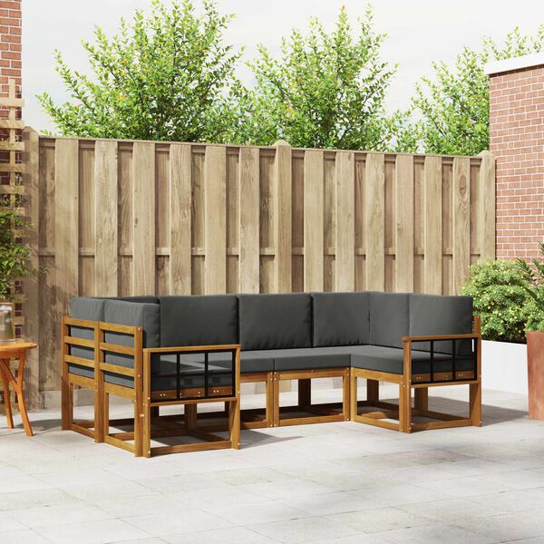 vidaXL Ensemble de canap&eacute;s d'ext&eacute;rieur 6 pcs Naturel et Anthracite