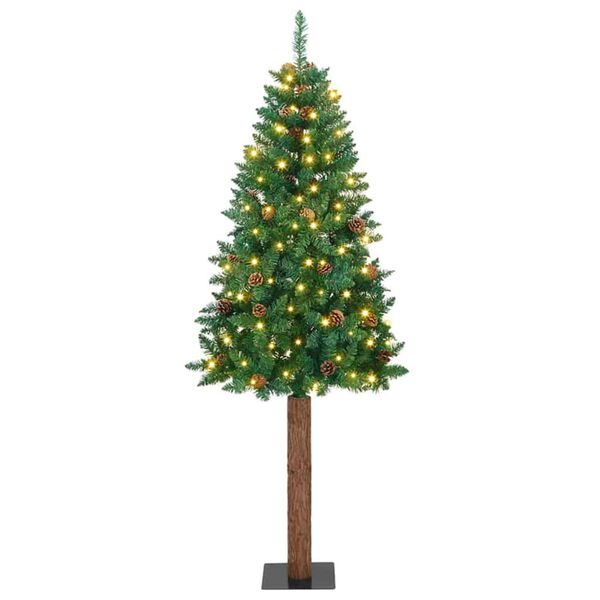 vidaXL Sapin de No&euml;l mince Vert 180 cm PVC et bois de pin massif
