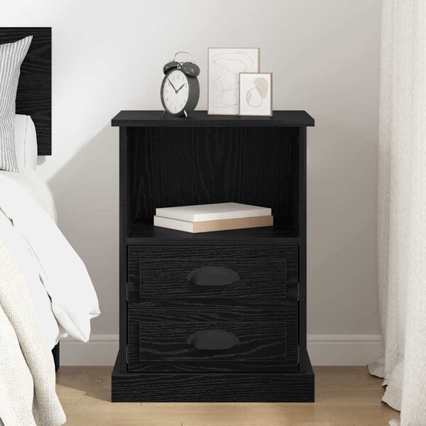 vidaXL Cabinet de chevet Ch&ecirc;ne noir 36 x 43 x 60 cm Bois d'ing&eacute;nierie