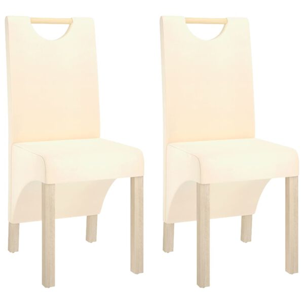 vidaXL Chaises &agrave; manger lot de 2 cr&egrave;me tissu