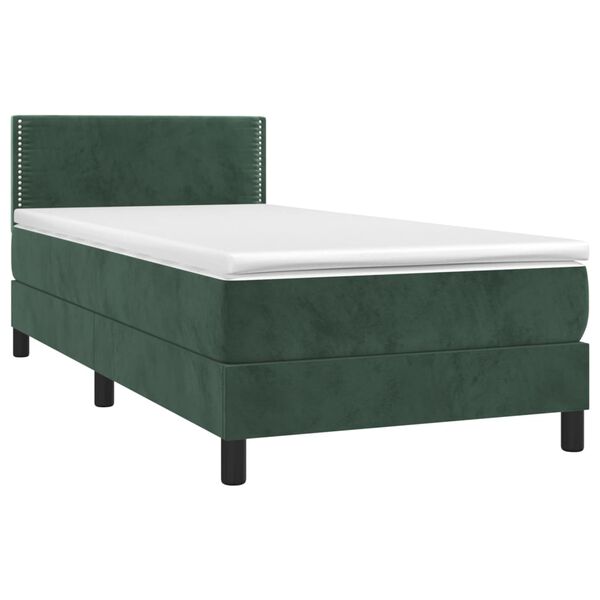 vidaXL Sommier &agrave; lattes de lit avec matelas et LED Vert fonc&eacute; 90x190cm