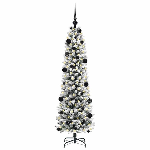 vidaXL Sapin de No&euml;l artificiel Blanc 150 cm PVC, m&eacute;tal et plastique
