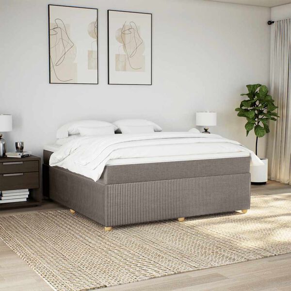 vidaXL Sommier &agrave; lattes de lit avec matelas Taupe 180x200 cm Tissu