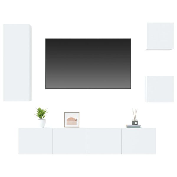 vidaXL Ensemble de meubles TV 5 pcs Blanc brillant Bois d'ingénierie