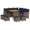 vidaXL Ensemble de canap&eacute; de jardin 6 pcs avec coussins en forme de L gris r&eacute;sine tress&eacute;e