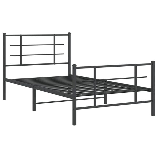 vidaXL Cadre de lit métal sans matelas avec pied de lit noir 100x190cm