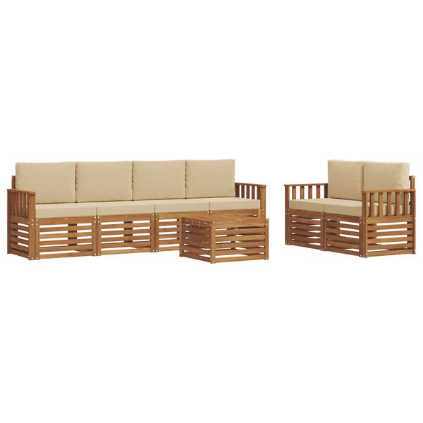 vidaXL Ensembles de canap&eacute;s avec coussin 7 pcs Naturel et Beige