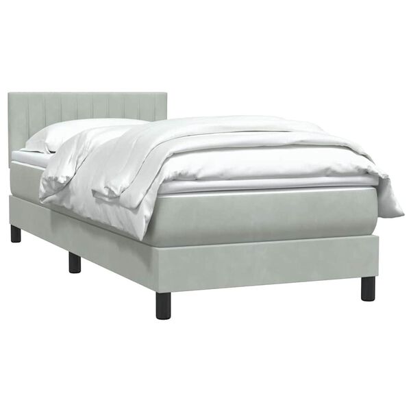 vidaXL Sommier &agrave; lattes de lit et matelas gris clair 100x220cm velours