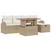 vidaXL Ensemble de canap&eacute; de jardin 6 pc Beige polyrotin