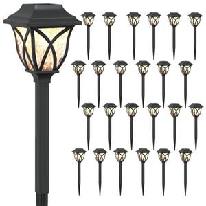 vidaXL Lampes solaires ext&eacute;rieures avec pique de sol 24 pc Blanc chaud